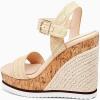 imageWomens Espadrille Wedge Platform Sandals Open Toe Ankle Buckle Strap Casual Summer ShoesLight Khaki
