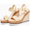 imageWomens Espadrille Wedge Platform Sandals Open Toe Ankle Buckle Strap Casual Summer ShoesLight Khaki