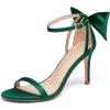 imageCoutgo Womens Ankle Strap High Heels Open Toe Stiletto Bow Tie Knot Heeled Sandals Fashion Wedding Dress Pump ShoesDark Greensatin