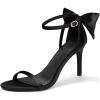 imageCoutgo Womens Ankle Strap High Heels Open Toe Stiletto Bow Tie Knot Heeled Sandals Fashion Wedding Dress Pump ShoesPolish Black