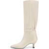 imageCoutgo Womens Kitten Heel Knee High Boots Pointed Toe Tall Boots Pull On Winter Dress Long Boot ShoesBeige