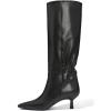 imageCoutgo Womens Kitten Heel Knee High Boots Pointed Toe Tall Boots Pull On Winter Dress Long Boot ShoesBlack