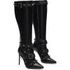 imageCoutgo Womens Knee High Boots Sexy Pointed Toe Stiletto High Heel Rivet Zipper Winter Motorcycle Tall Boot ShoesBlack