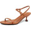 imageCoutgo Womens Strappy Heeled Sandals Kitten Low Heel Open Toe Ankle Strap Party Wedding Dress ShoesDark Brown