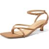 imageCoutgo Womens Strappy Low Kitten Heels Sandals Open Square Toe Flip Flop Summer Dress Party ShoesCamel