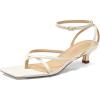 imageCoutgo Womens Strappy Low Kitten Heels Sandals Open Square Toe Flip Flop Summer Dress Party ShoesWhite