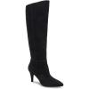 imageCoutgo Womens Wide Calf Knee High Boots Stiletto High Heel Pointed Toe Side Zipper Suede Long Boots Winter ShoesBlack
