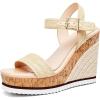 imageWomens Espadrille Wedge Platform Sandals Open Toe Ankle Buckle Strap Casual Summer ShoesLight Khaki