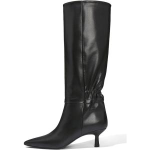 imageCoutgo Womens Kitten Heel Knee High Boots Pointed Toe Tall Boots Pull On Winter Dress Long Boot ShoesBlack