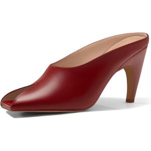 imageCoutgo Womens Kitten Heels Mules Open Peep Toe Slide Sandals Slip On Summer Dress ShoesRed