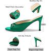 imageCoutgo Womens Heeled Mules Peep Toe High Heels Backless Dress Shoes Summer Slide Sandals with Metal ChainGreen