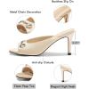 imageCoutgo Womens Heeled Mules Peep Toe High Heels Backless Dress Shoes Summer Slide Sandals with Metal ChainNude