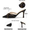 imageCoutgo Womens High Heels Mules Studded Slip On Mule Sandals Backless Buckle Dress Shoes Closed Pointed Toe PumpsBlack