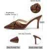 imageCoutgo Womens High Heels Mules Studded Slip On Mule Sandals Backless Buckle Dress Shoes Closed Pointed Toe PumpsBrown