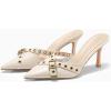 imageCoutgo Womens High Heels Mules Studded Slip On Mule Sandals Backless Buckle Dress Shoes Closed Pointed Toe PumpsCreamywhite