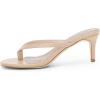 imageCoutgo Womens Kitten Heel Flip Flops Slip On Thong Slide Sandals Comfortable Summer Beach ShoesBeige
