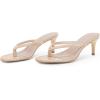 imageCoutgo Womens Kitten Heel Flip Flops Slip On Thong Slide Sandals Comfortable Summer Beach ShoesBeige