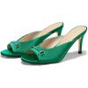 imageCoutgo Womens Heeled Mules Peep Toe High Heels Backless Dress Shoes Summer Slide Sandals with Metal ChainGreen
