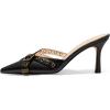 imageCoutgo Womens High Heels Mules Studded Slip On Mule Sandals Backless Buckle Dress Shoes Closed Pointed Toe PumpsBlack
