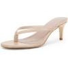 imageCoutgo Womens Kitten Heel Flip Flops Slip On Thong Slide Sandals Comfortable Summer Beach ShoesBeige