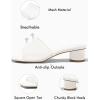 imageCoutgo Womens Slide Sandals Mesh Chunky Heels Mules Square Open Toe Slip On Summer Dress ShoesBeige