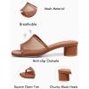 imageCoutgo Womens Slide Sandals Mesh Chunky Heels Mules Square Open Toe Slip On Summer Dress ShoesBrown