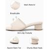 imageCoutgo Womens Slide Sandals Mesh Chunky Heels Mules Square Open Toe Slip On Summer Dress ShoesNude