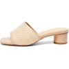 imageCoutgo Womens Slide Sandals Mesh Chunky Heels Mules Square Open Toe Slip On Summer Dress ShoesRaffia Apricot