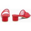 imageCoutgo Womens Slide Sandals Mesh Chunky Heels Mules Square Open Toe Slip On Summer Dress ShoesRed