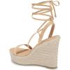 imageWomens Espadrille Wedges Lace Up Platform Ankle Cross Strap Slingback Summer Dress SandalsKhaki
