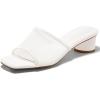 imageCoutgo Womens Slide Sandals Mesh Chunky Heels Mules Square Open Toe Slip On Summer Dress ShoesBeige