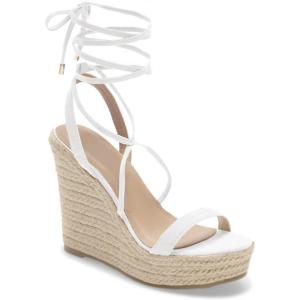 imageWomens Espadrille Wedges Lace Up Platform Ankle Cross Strap Slingback Summer Dress SandalsWhite