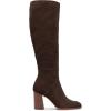 imageCoutgo Womens Knee High Boots Square Toe Chunky Block Heel Side Zipper Faux Suede Long Boots Fall Winter ShoesCoffee