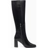 imageCoutgo Womens Knee High Boots Square Toe Chunky Block Heel Side Zipper Faux Suede Long Boots Fall Winter ShoesCool Black
