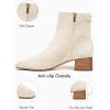 imageCoutgo Womens Ankle Boots Chunky Low Heel Square Toe Booties Side Zipper Winter Dress ShoesBeige