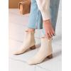 imageCoutgo Womens Ankle Boots Chunky Low Heel Square Toe Booties Side Zipper Winter Dress ShoesBeige