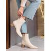 imageCoutgo Womens Ankle Boots Chunky Low Heel Square Toe Booties Side Zipper Winter Dress ShoesBeige