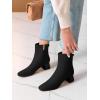 imageCoutgo Womens Ankle Boots Chunky Low Heel Square Toe Booties Side Zipper Winter Dress ShoesBlack