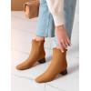 imageCoutgo Womens Ankle Boots Chunky Low Heel Square Toe Booties Side Zipper Winter Dress ShoesBrown