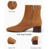 imageCoutgo Womens Ankle Boots Chunky Low Heel Square Toe Booties Side Zipper Winter Dress ShoesBrown