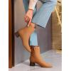 imageCoutgo Womens Ankle Boots Chunky Low Heel Square Toe Booties Side Zipper Winter Dress ShoesBrown