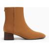 imageCoutgo Womens Ankle Boots Chunky Low Heel Square Toe Booties Side Zipper Winter Dress ShoesBrown