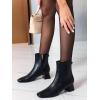 imageCoutgo Womens Ankle Boots Chunky Low Heel Square Toe Booties Side Zipper Winter Dress ShoesCool Black