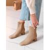 imageCoutgo Womens Ankle Boots Chunky Low Heel Square Toe Booties Side Zipper Winter Dress ShoesLight Brown