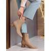 imageCoutgo Womens Ankle Boots Chunky Low Heel Square Toe Booties Side Zipper Winter Dress ShoesLight Brown