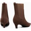 imageCoutgo Womens Ankle Boots Low Kitten Heel Pointed Toe Slip On Elastic Dressy Fall Winter Booties ShoesChocolate