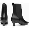 imageCoutgo Womens Ankle Boots Low Kitten Heel Pointed Toe Slip On Elastic Dressy Fall Winter Booties ShoesCool Black Pu