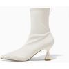 imageCoutgo Womens Ankle Boots Pointed Toe Low Kitten Heel Side Zipper Office Dress Fall Booties ShoesBeige