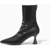 imageCoutgo Womens Ankle Boots Pointed Toe Low Kitten Heel Side Zipper Office Dress Fall Booties ShoesBlack