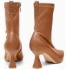 imageCoutgo Womens Ankle Boots Pointed Toe Low Kitten Heel Side Zipper Office Dress Fall Booties ShoesBrown